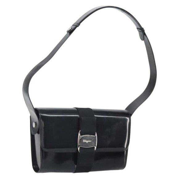 Salvatore Ferragamo Handbags - Authentic Salvatore Ferragamo Shoulder Bag Patent leather Black Silver
